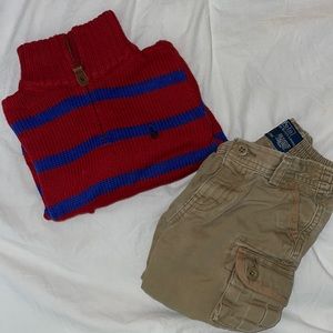 Polo Ralph Lauren half zip sweater and cargo pants